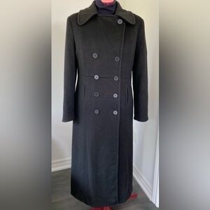 Black Double Breasted Larry Levine Wool Coat